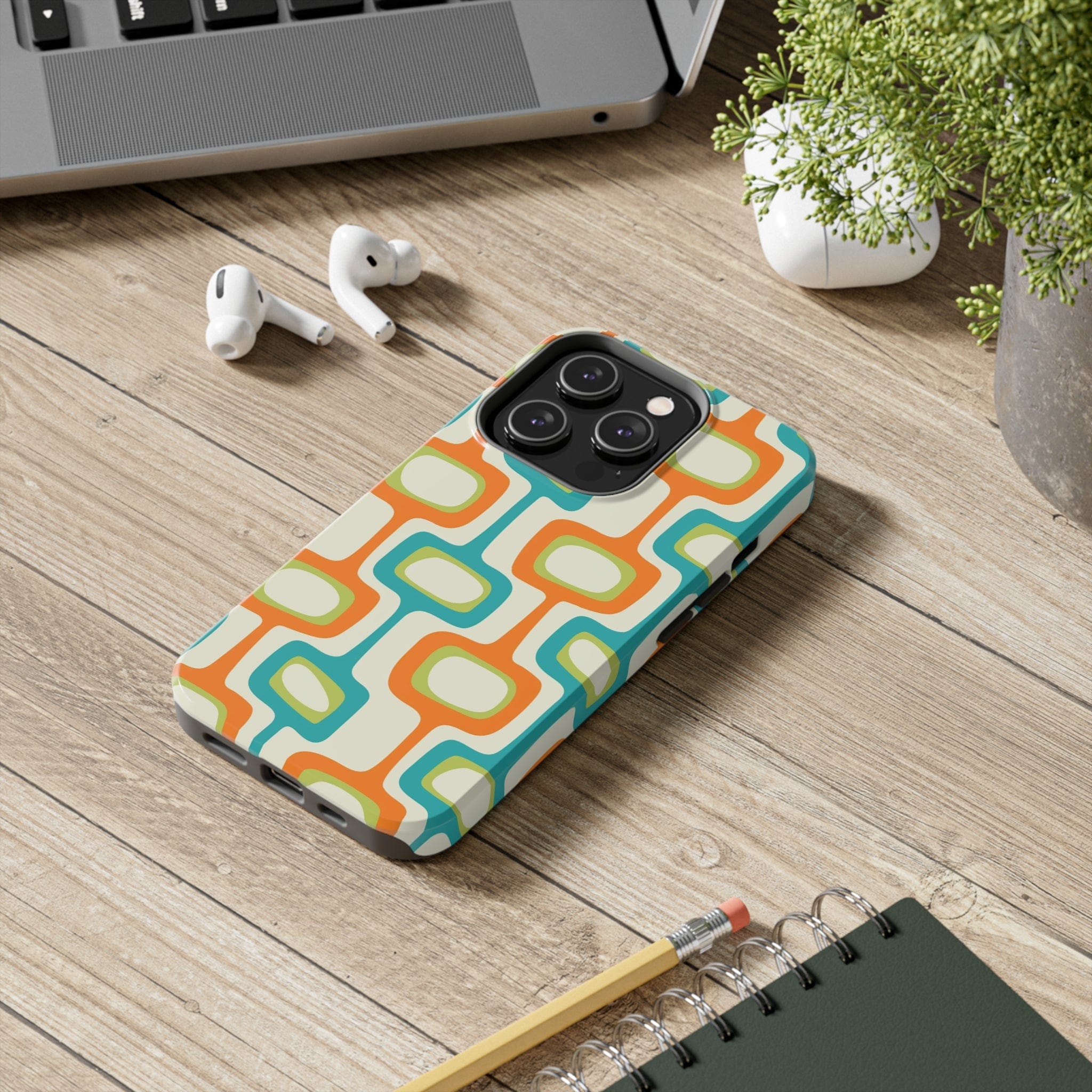 Mid Century Modern Groovy Googie Design, Colorful Smart Phone Touch Cases Phone Case iPhone 14 Pro