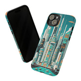 Sci-Fi Atomic Cat City, Mid Century Modern Phone Tough Cases Phone Case iPhone 15 Plus / Matte Mid Century Modern Gal