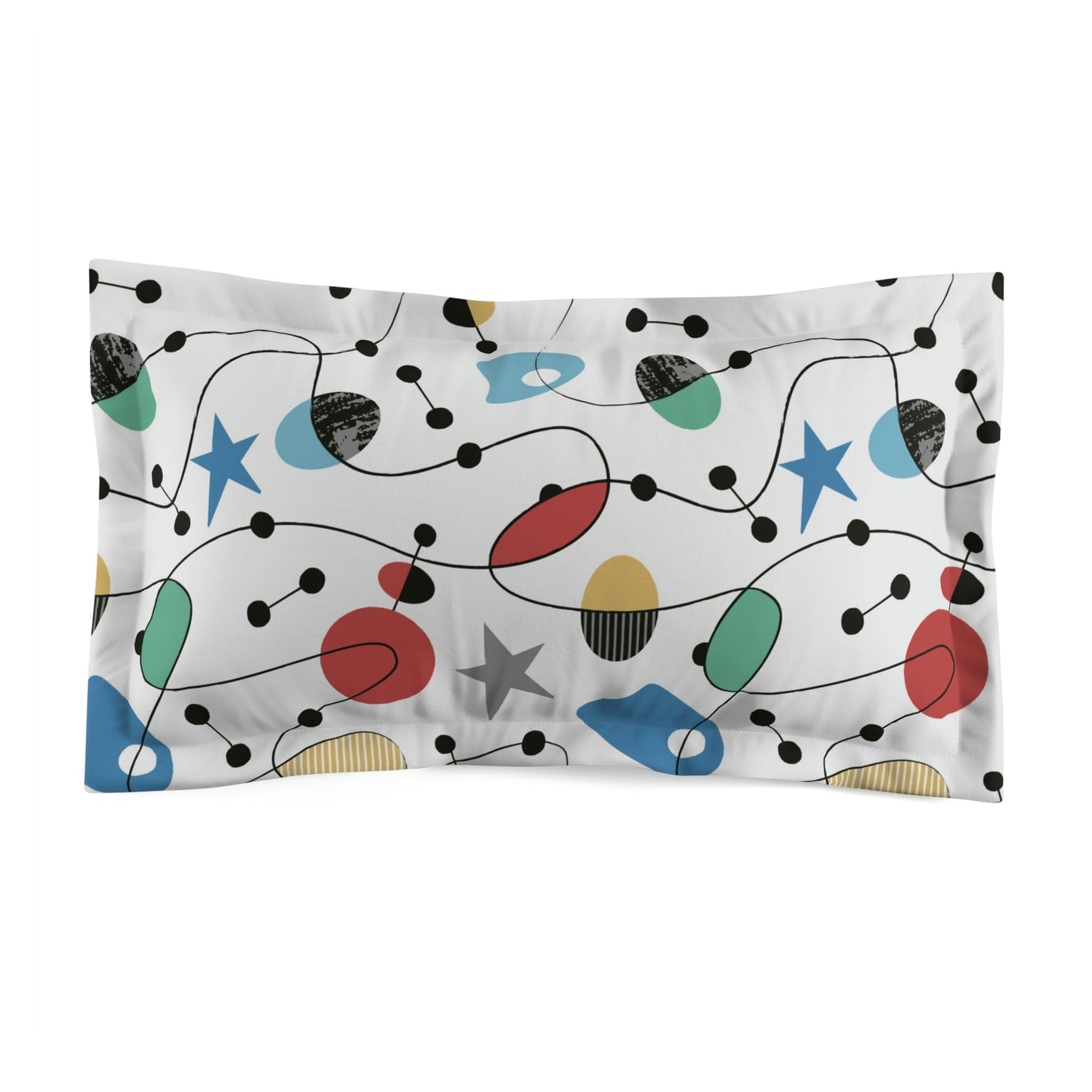 Atomic Space, Mid Century Modern, White, Abstract Mid Modernist Pillow Sham Home Decor King