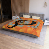 Atomic Cat, Groovy Retro Orange, Mid Mod Duvet Cover Home Decor King / Cream Mid Century Modern Gal