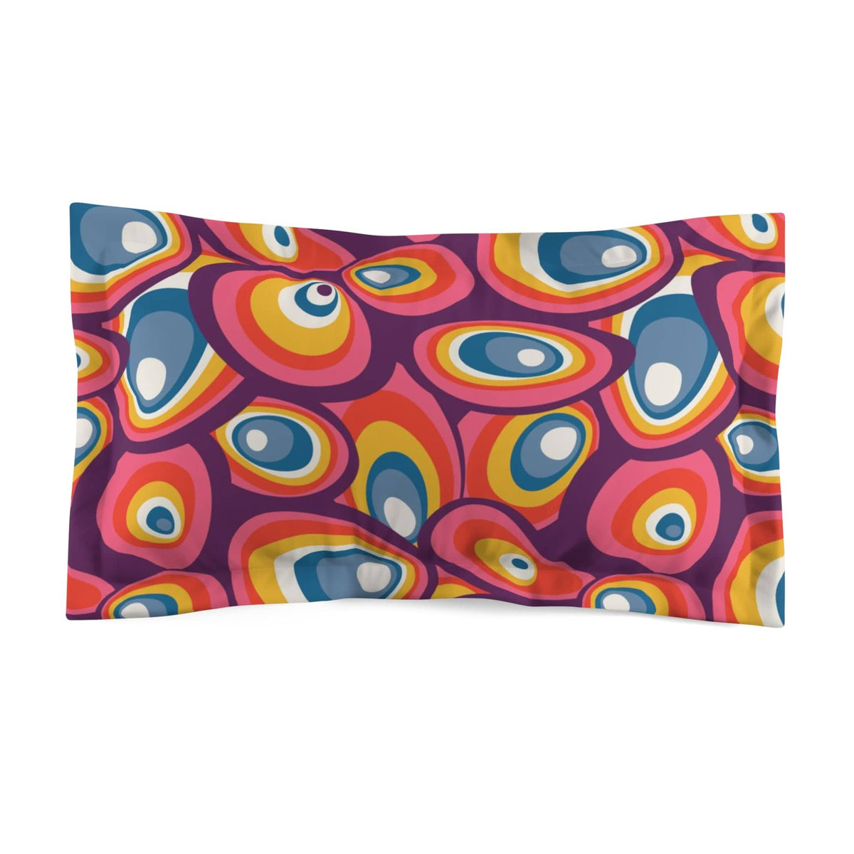 Funky 70's Retro Purple, Pink, Blue, Yellow Pillow Sham Home Decor King