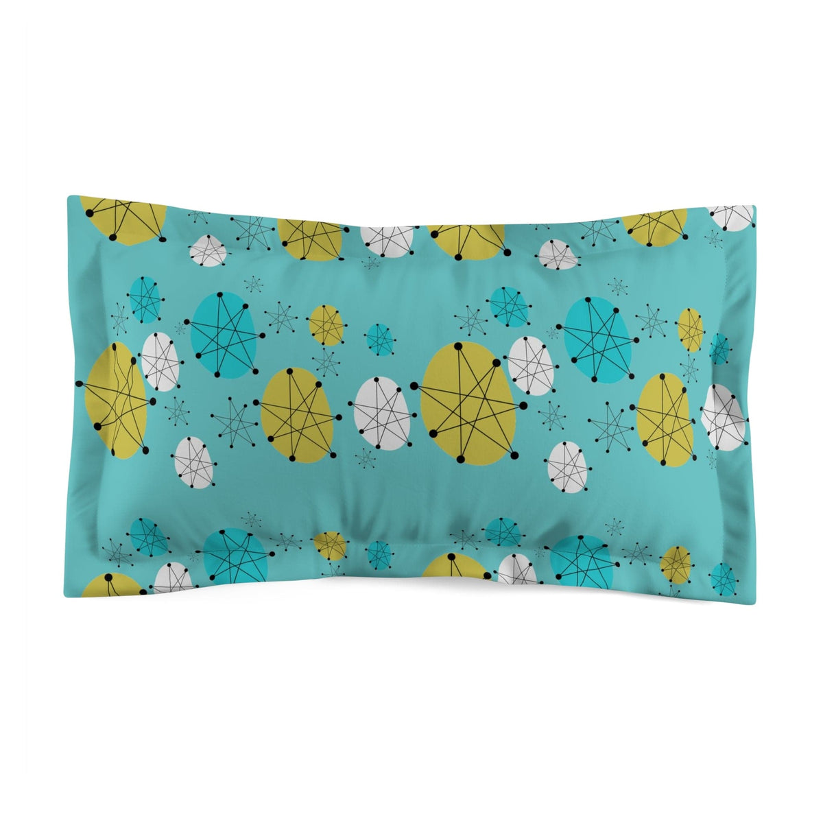 Mid Century Franciscan Starburst Patter, Aqua Blue, Atomic Home Living, Microfiber Pillow Sham Home Decor King