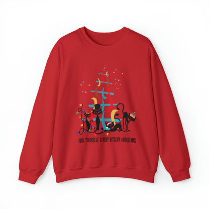 Atomic Cat Christmas Sweater, Have Yourself A Very Kitschy Christmas Cozy Loose Fit, Sweatshirt Sweatshirt M / Red