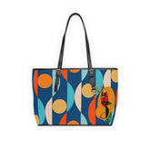 Mid Century Mod, Atomic Cat, Retro Blue, Groovy Fun Shoulder Bag Bags