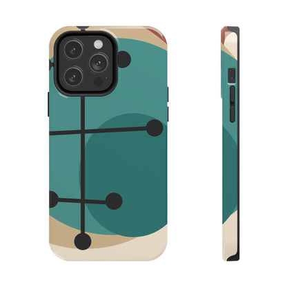 Mid Century Mod, Geometric, Retro Beige Teal Blue, Smart Phones Tough Phone Cases Phone Case