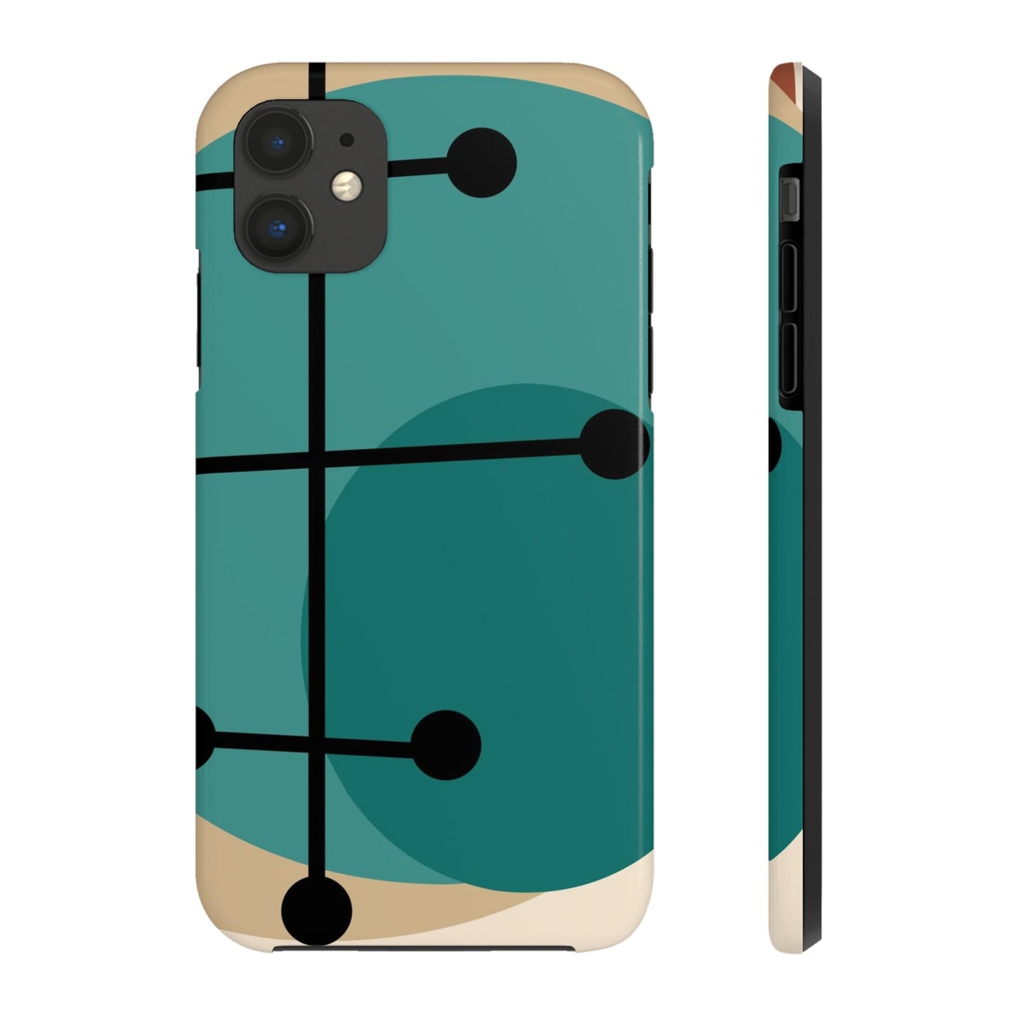 Mid Century Mod, Geometric, Retro Beige Teal Blue, Smart Phones Tough Phone Cases Phone Case