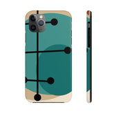 Mid Century Mod, Geometric, Retro Beige Teal Blue, Smart Phones Tough Phone Cases Phone Case Mid Century Modern Gal