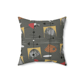 Mid Century Modern, Abstract Charcoal Gray Modern Pillow Case And Insert Home Decor