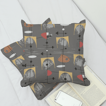 Mid Century Modern, Abstract Charcoal Gray Modern Pillow Case And Insert Home Decor