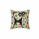 Mid Century Modern Atomic Cat, Orange, Green, Sputnik, Starburst MCM Retro Pillow And Insert Home Decor