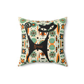 Mid Century Modern Atomic Cat, Orange, Green, Sputnik, Starburst MCM Retro Pillow And Insert Home Decor