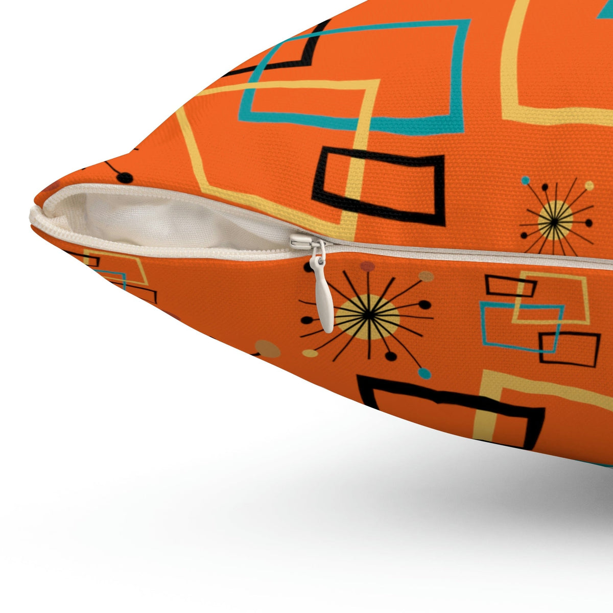 Mid Century Modern Atomic Starburst, Orange, Geometric, Retro Pillow Case And Insert Home Decor