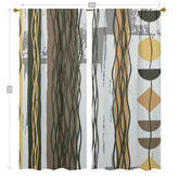 Mid Century Modern Bohemian Retro Brown, Yellow, Gray Abstract Geometric Window Curtains (two panels) Curtains