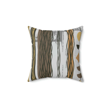 Mid Century Modern, Boho Abstract, Brown, Mustard Yellow, Funky Fun Pillow Case And Insert Home Decor