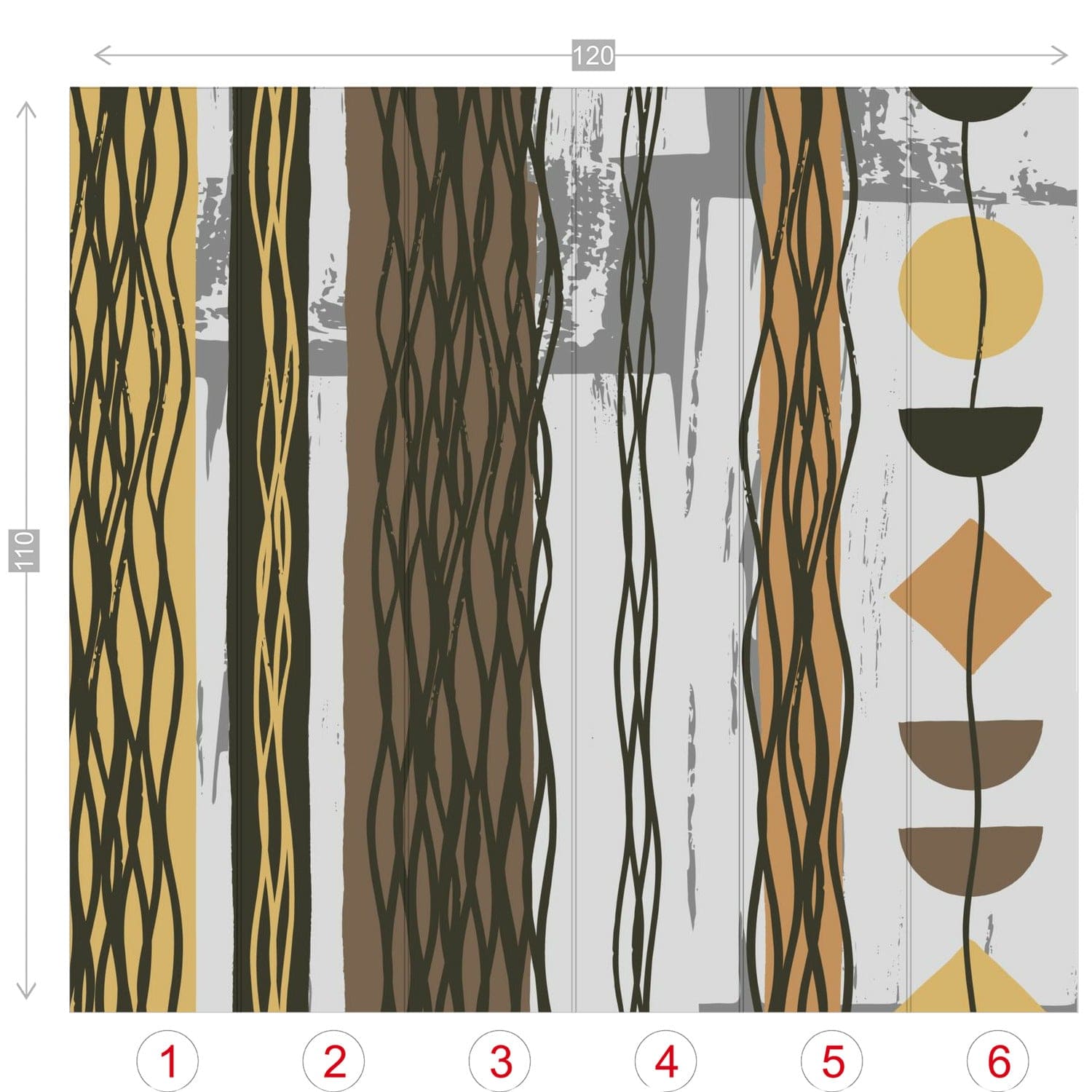 Mid Century Modern Boho Abstract, Retro Brown, Yellow, White, Gray Peel And Stick Wall Murals Wallpaper