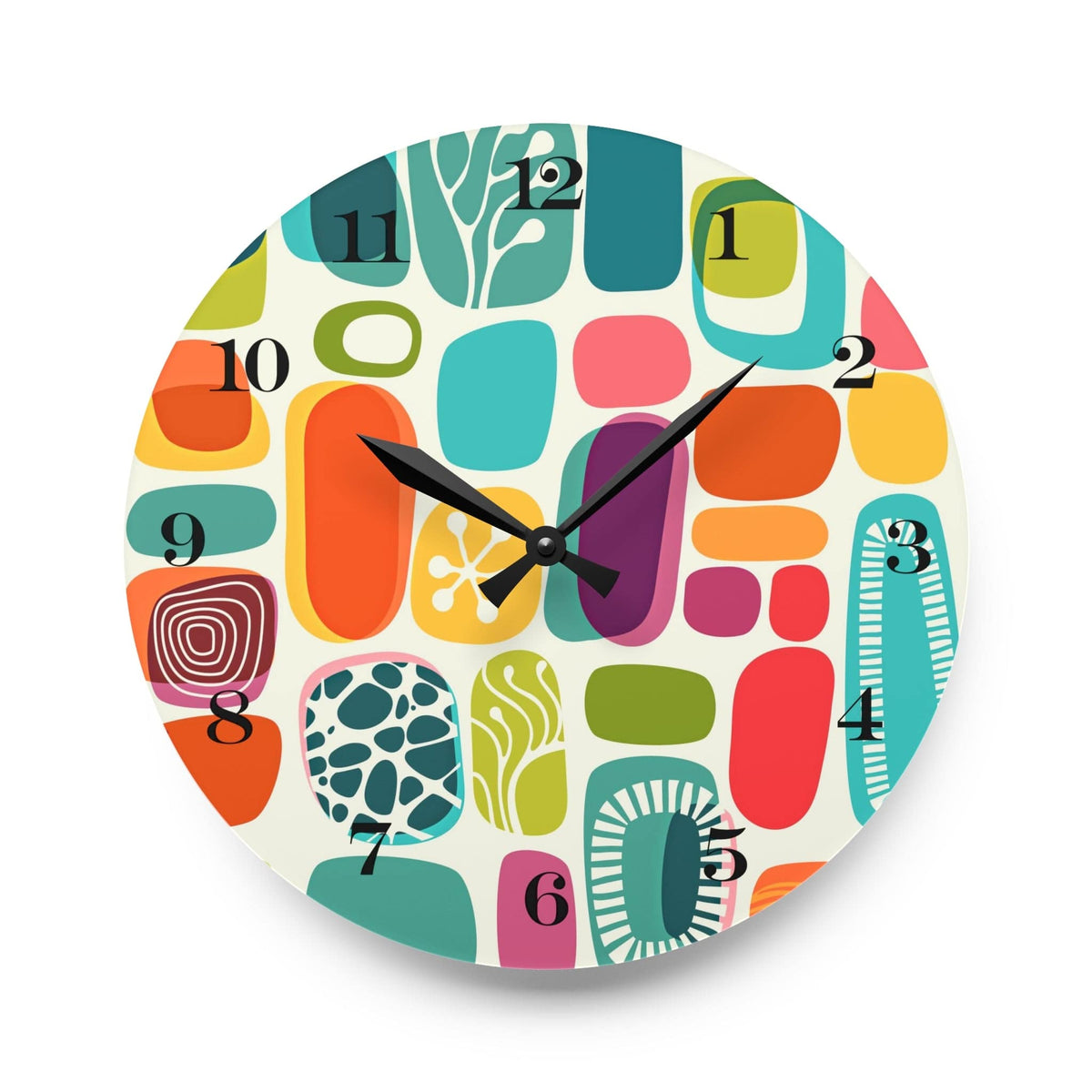 Mid Century Modern Boho Amoeba Geometric Retro Acrylic Wall Clock Home Decor