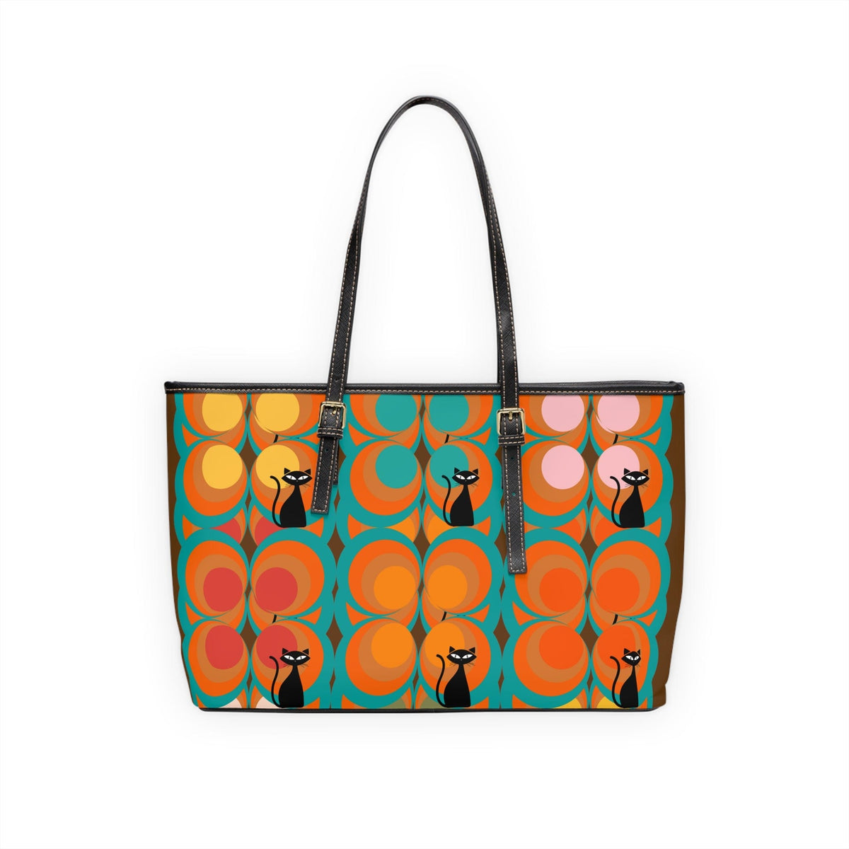 Mid Century Modern, Brown, Groovy Peacock Eye, Atomic Kitties, Fun Shoulder Bag Bags