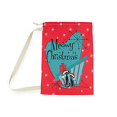 Mid Century Modern Christmas Bag Present Sack, Gift Sack, Atomic Cats, Meowy Christmas Red And Aqua Christmas Decor Home Decor