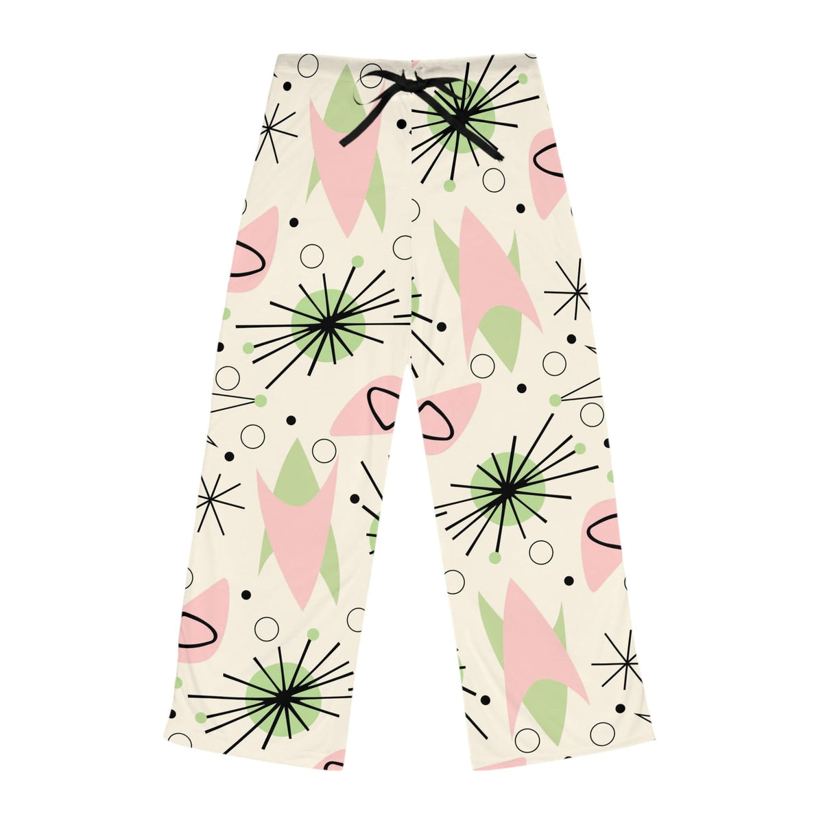 Mid Century Modern Christmas Loungewear, Atomic Starburst, Pink, Green, Fun And Cozy Women's Pajama Pants All Over Prints