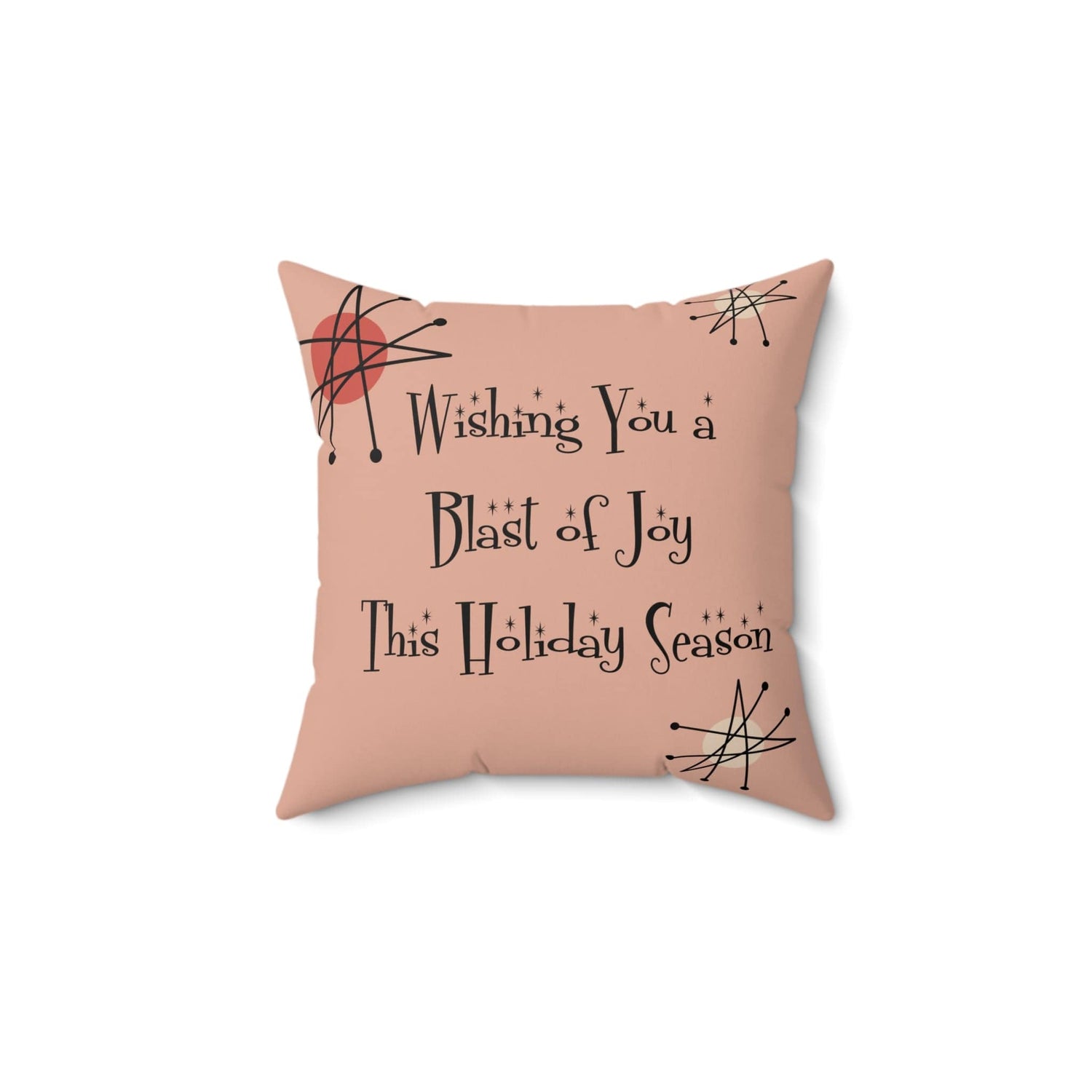 Mid Century Modern Christmas Pillow Gift, Wishing You A Blast Of Joy This Holiday Season, Atomic Cat, Kitschy Style Pillow And Insert Home Decor