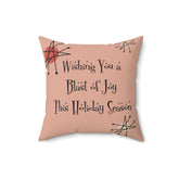 Mid Century Modern Christmas Pillow Gift, Wishing You A Blast Of Joy This Holiday Season, Atomic Cat, Kitschy Style Pillow And Insert Home Decor Mid Century Modern Gal