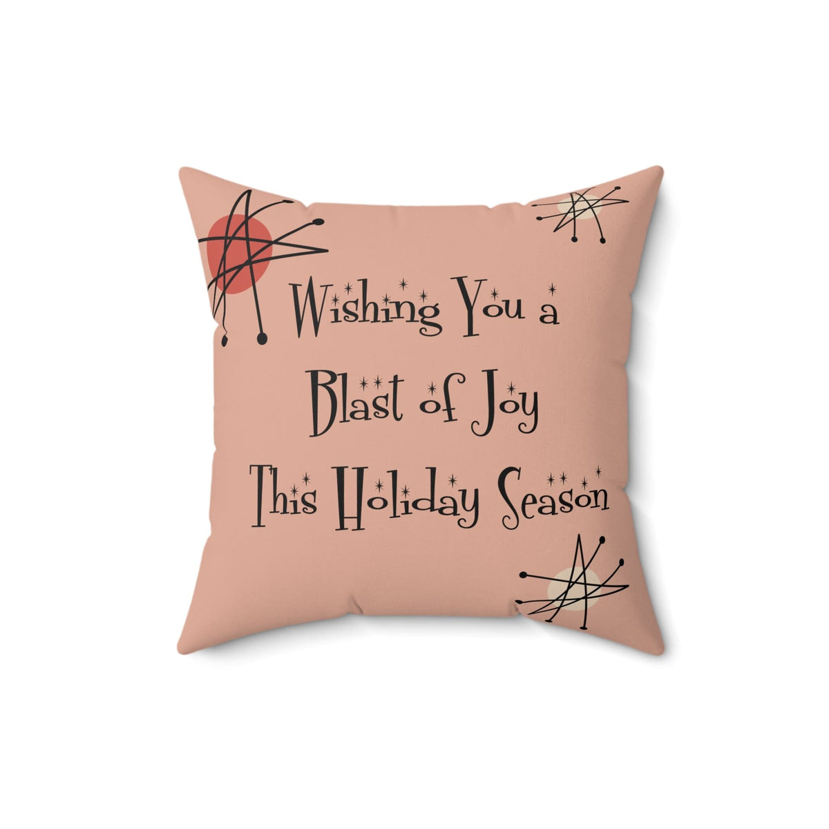 Mid Century Modern Christmas Pillow Gift, Wishing You A Blast Of Joy This Holiday Season, Atomic Cat, Kitschy Style Pillow And Insert Home Decor