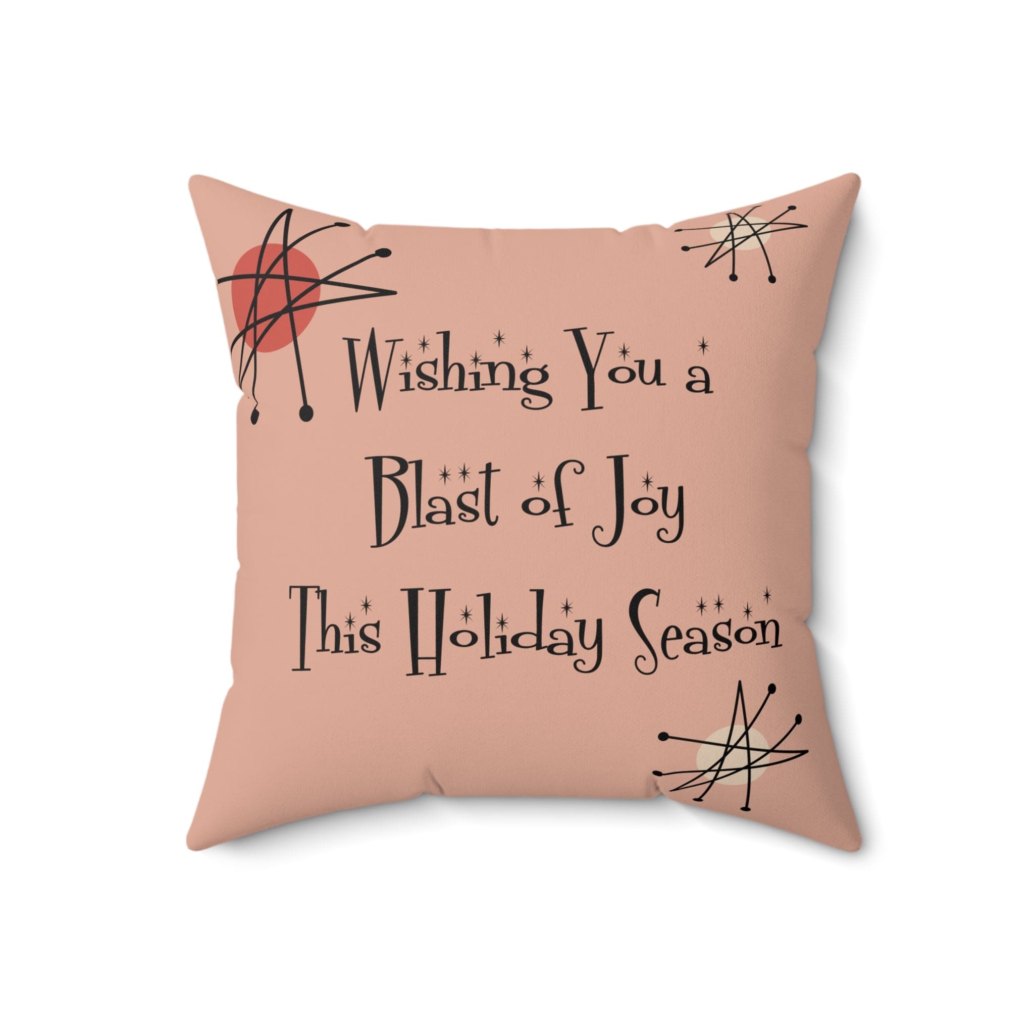 Mid Century Modern Christmas Pillow Gift, Wishing You A Blast Of Joy This Holiday Season, Atomic Cat, Kitschy Style Pillow And Insert Home Decor