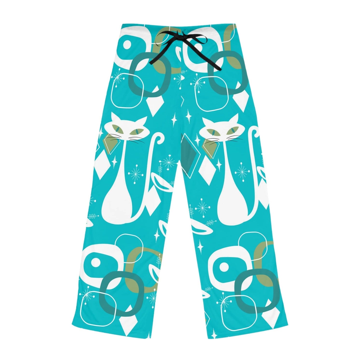 Sleep & Co girls pull on fuzzy blue/white Cat Christmas pajama pants, Large