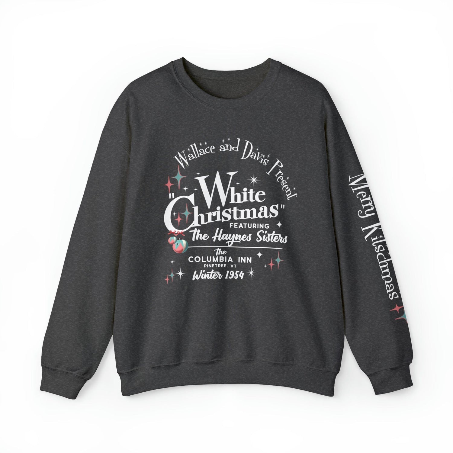 Mid Century Modern Christmas Sweatshirt, Wallace And Davis Present A White Christmas 1954 Movie Kitschy Christmas Sweatshirt