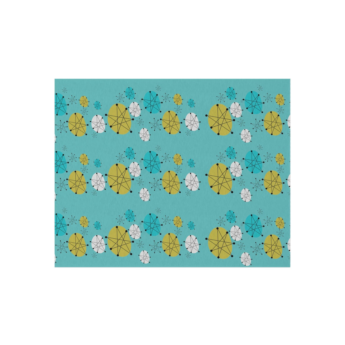 Mid Century Modern Design Francsican Starburst Atomic Aqua Blue Patio Rug, 50' Style Palm Beach Cali, Indoor, Outdoor Rug Home Decor