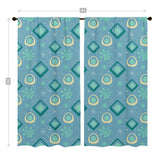 Mid Century Modern Designed, Twinkle Blue, Teal, Yellow Starbursts, Window Curtains (two panels) Curtains