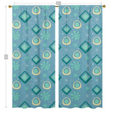 Mid Century Modern Designed, Twinkle Blue, Teal, Yellow Starbursts, Window Curtains (two panels) Curtains