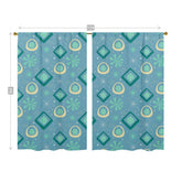 Mid Century Modern Designed, Twinkle Blue, Teal, Yellow Starbursts, Window Curtains (two panels) Curtains