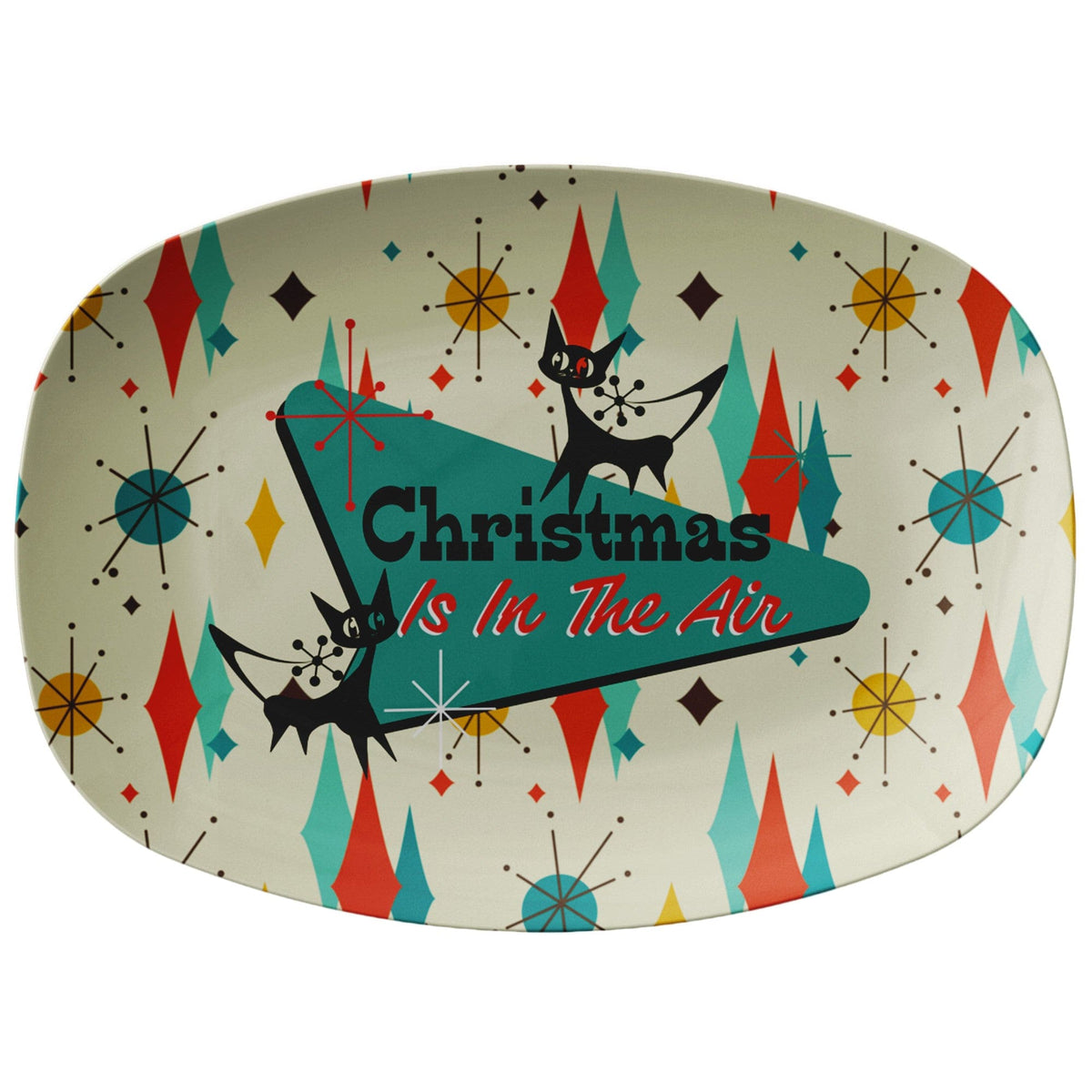 Mid Century Modern Dinnerware, Atomic Cat, Starburst, MCM Platter Gift Kitchenware