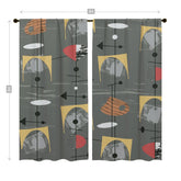 Mid Century Modern, Geometric, Abstract, Slate Gray, Mustard Yellow, Retro Window Curtains (two panels) Curtains