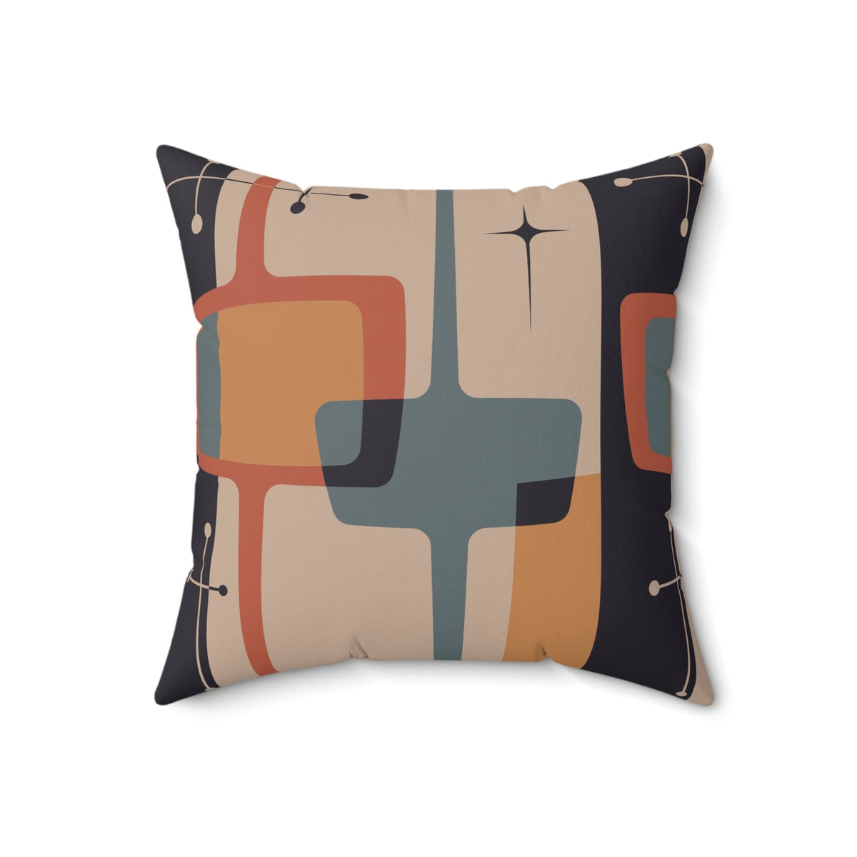 Mid Century Modern Geometric Charcoal Gray, Deep Beige, Retro MCM Pillow Home Decor
