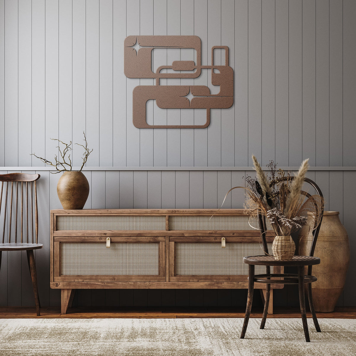 Mid Century Modern Geometric Metal Wall Art Wall Art
