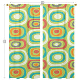 Mid Century Modern, Geometric Mod Green, Orange, Teal, Funky Fun Window Curtains (two panels) Curtains Mid Century Modern Gal