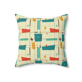 Mid Century Modern Geometric Squares, Mustard Yellow, Burnt Orange, Teal, MCM Pillow And Insert Home Decor Mid Century Modern Gal