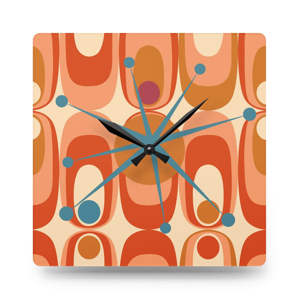 Mid Century Modern Geometric Starburst, Retro MCM Acrylic Wall Clock