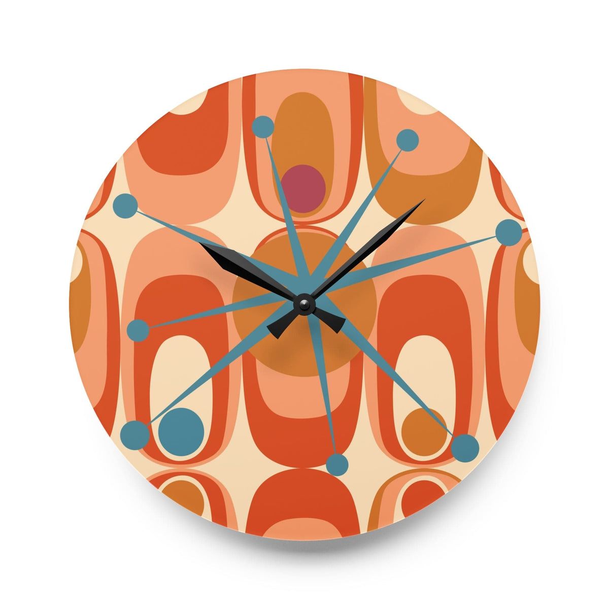 Mid Century Modern Geometric Starburst, Retro MCM Acrylic Wall Clock ...