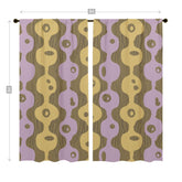 Mid Century Modern Googie, Brown, Periwinkle Purple, Mustard Yellow Groovy Window Curtains (two panels) Curtains Mid Century Modern Gal