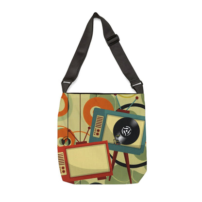 Mid Century Modern, Groovy Cat, Vinyl, Retro TV Funky Fun, Adjustable Tote Bag Bags