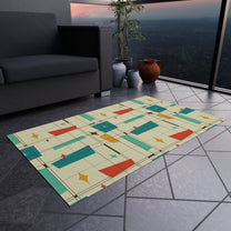 Mid Century Modern, Indoor, Outdoor Rug, Geometric Squares, Mid Mod ...