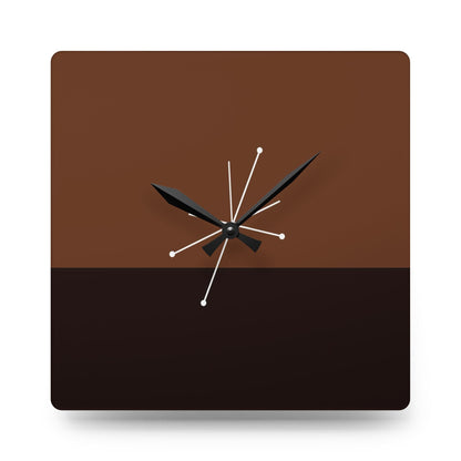 Mid Century Modern, Minimalist Black, Brown, MCM Acrylic Wall Clock Home Decor