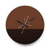 Mid Century Modern, Minimalist Black, Brown, MCM Acrylic Wall Clock Home Decor Mid Century Modern Gal