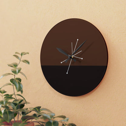 Mid Century Modern, Minimalist Black, Brown, MCM Acrylic Wall Clock Home Decor