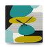 Mid Century Modern, Minimalist Geometric Green, Teal, Black Abstract Acrylic Wall Clock Home Decor