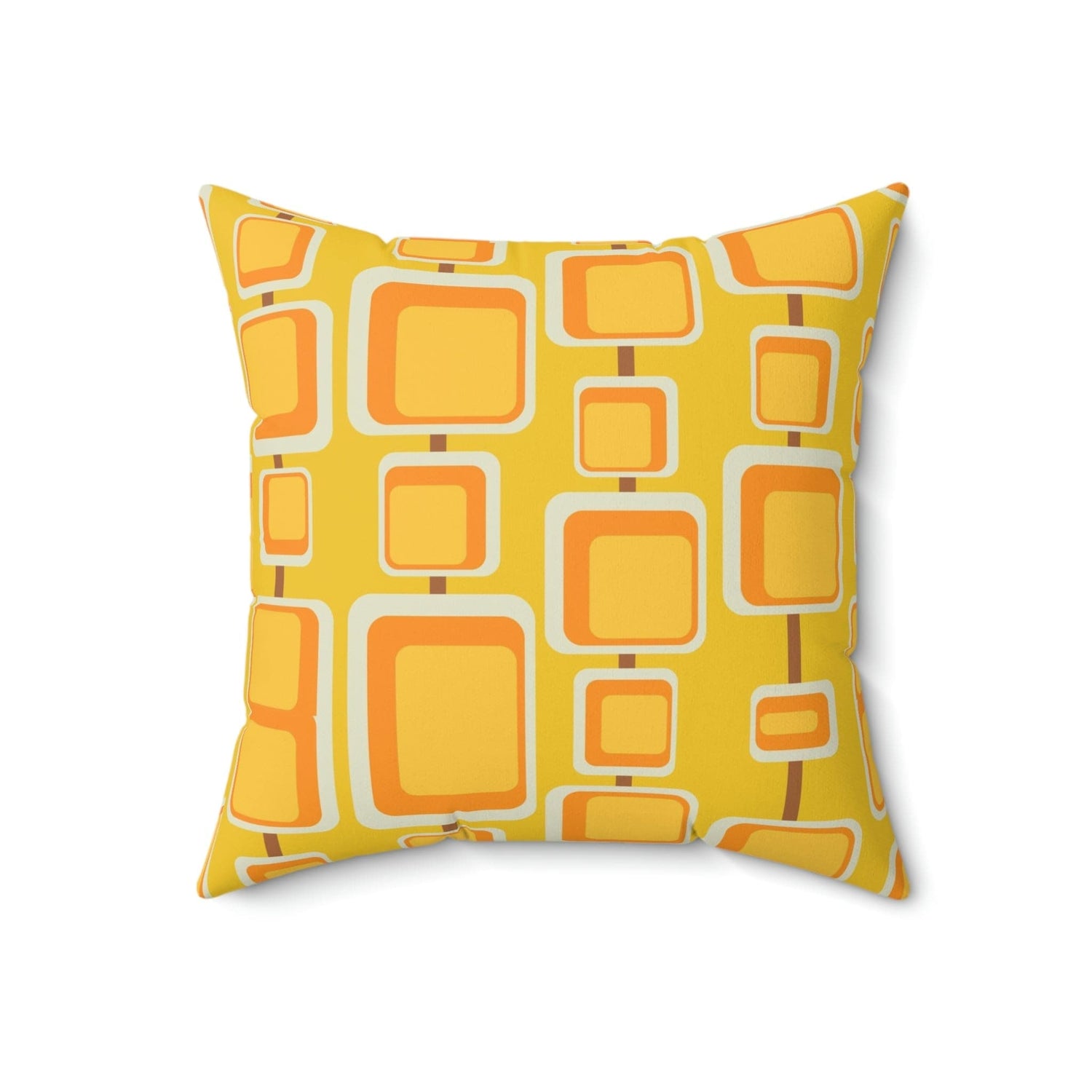 Mid Century Modern, Mustard Yellow, Orange, Geometric Retro Design Pillow Case And Insert Home Decor