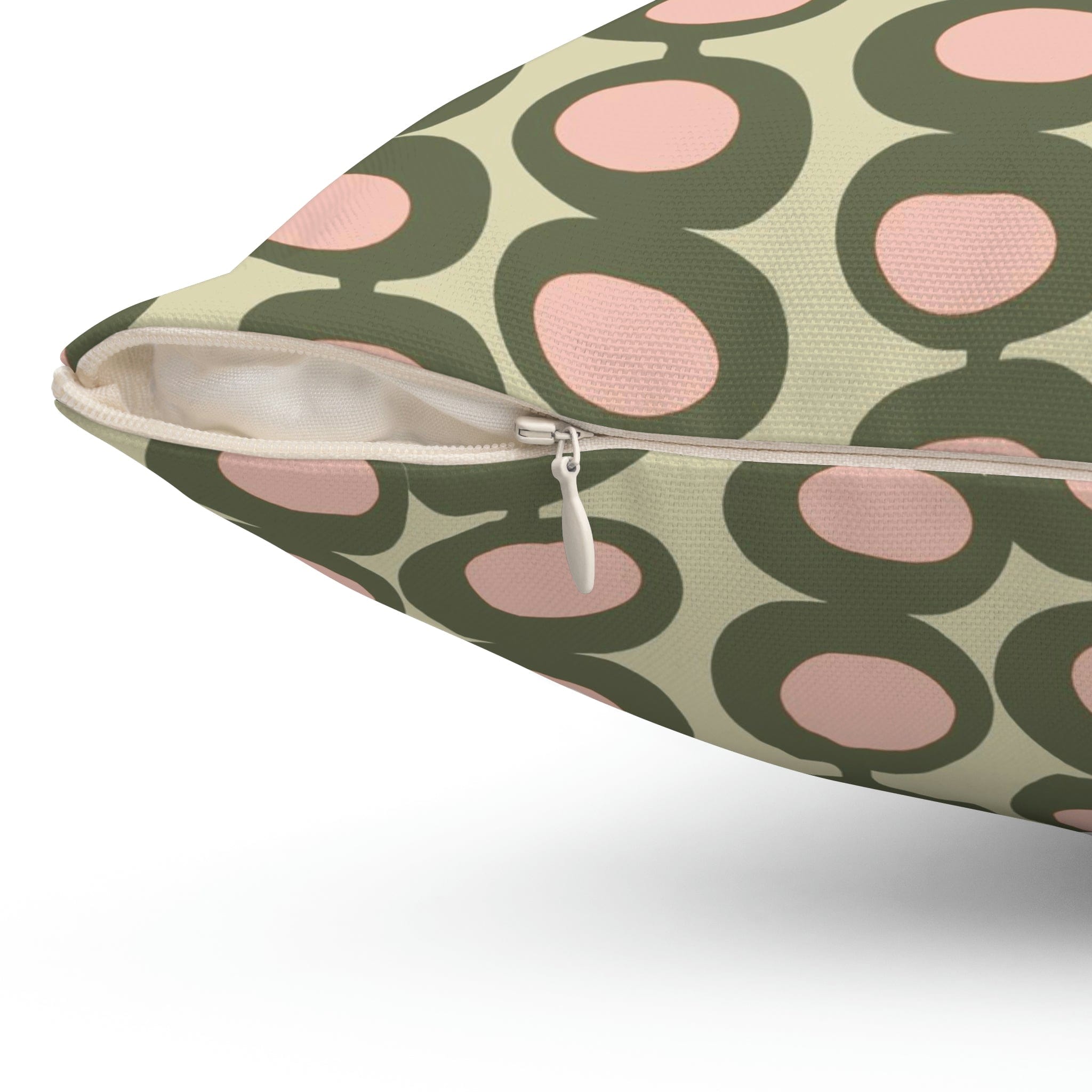 Mid Century Modern Olive Green, Pink, Martini Olive Vibes, Retro Square Pillow Home Decor